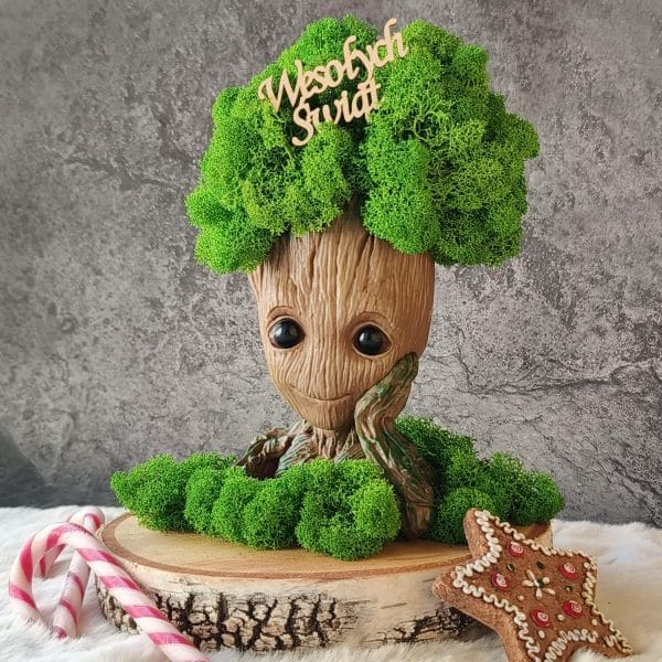Groot - figurka z podstawką drewnianą - prezent na święta