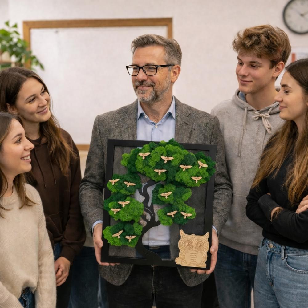 Drzewko bonsai z mchu, personalizacja imion. Sówka z dedykacją - obrazek 3